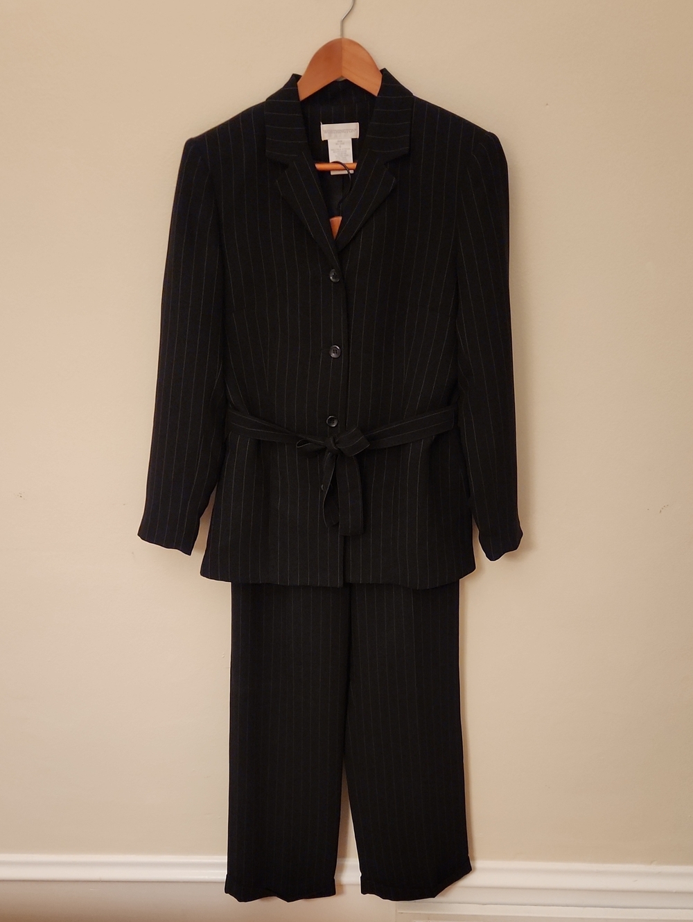 Worthington Black And White Pinstripe Pant Suit
